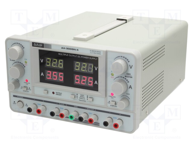 Power supply: laboratory; Channels: 4; 0÷30VDC; 0÷5A; 0÷30VDC; 0÷5A