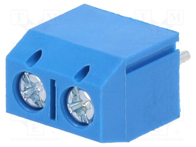 PCB terminal block; angled 90°; 5mm; ways: 2; on PCBs; 1.5mm2; 16A