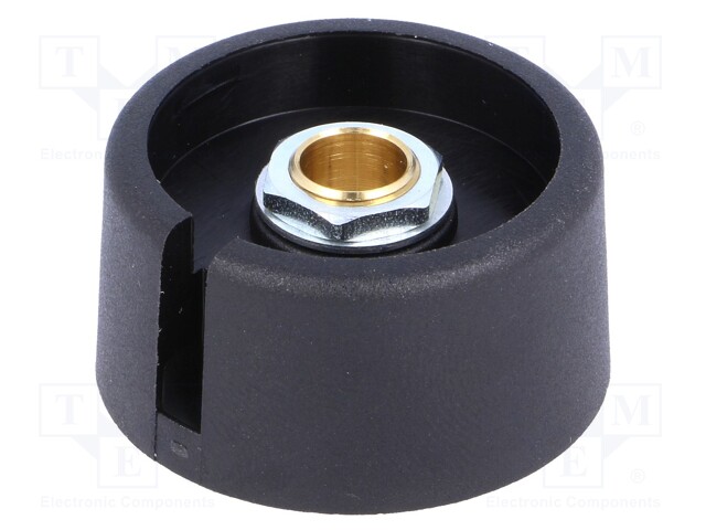 Knob; with pointer; polyamide; Shaft d: 6.35mm; Ø31x16mm; black