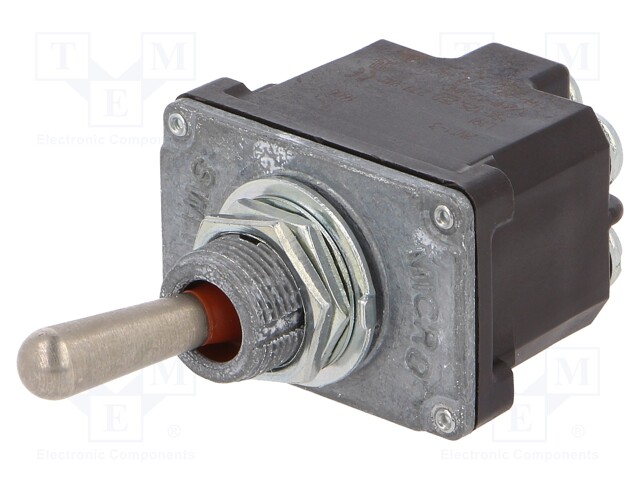 Switch: toggle; Pos: 2; DPDT; ON-ON; 6A/230VAC; 20A/28VDC; -40÷71°C