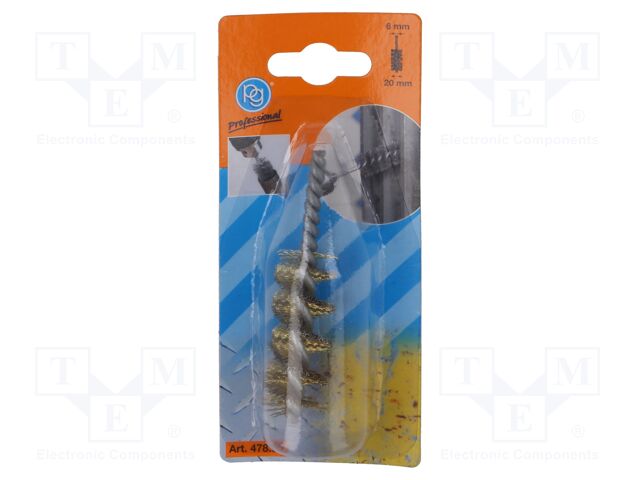Brush; 20mm; Ø: 6mm; brass; Mounting: rod 6mm