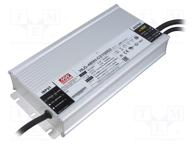 Power supply: switched-mode; LED; 481W; 114÷229VDC; 2.1A; IP67