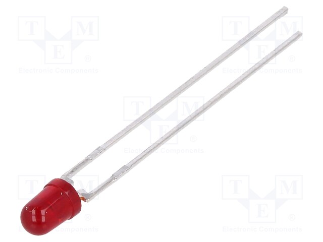 LED; 3mm; red; 22÷45mcd; 60°; Front: convex