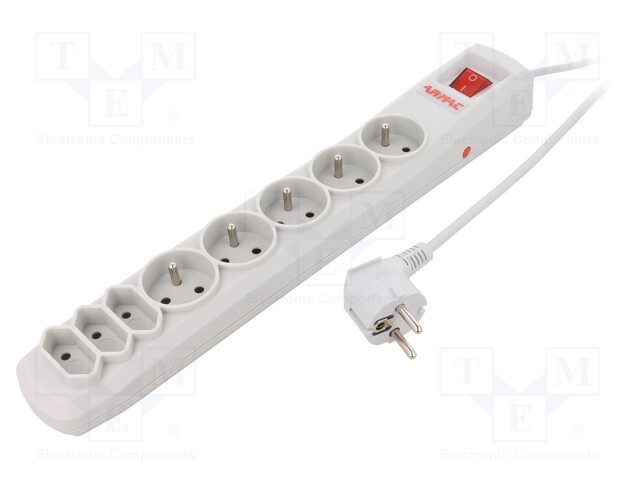 Plug socket strip: protective; Sockets: 8; 250VAC; 10A