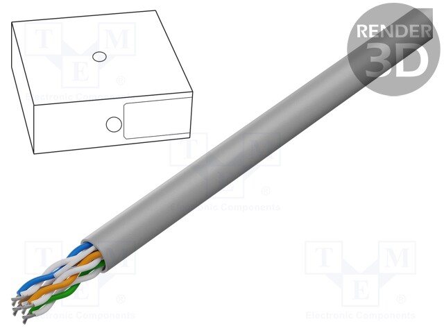 Wire; U/UTP; 5e; stranded; CCA; 4x2x24AWG; PVC; grey; 100m