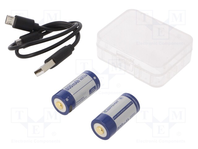 Re-battery: Li-Ion; 16340; 3V; 800mAh; Ø16.7x36mm