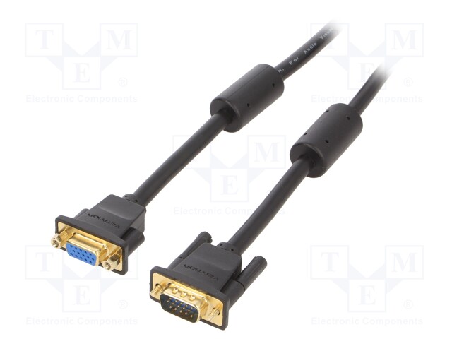 Cable; D-Sub 15pin HD socket,D-Sub 15pin HD plug; black; 3m