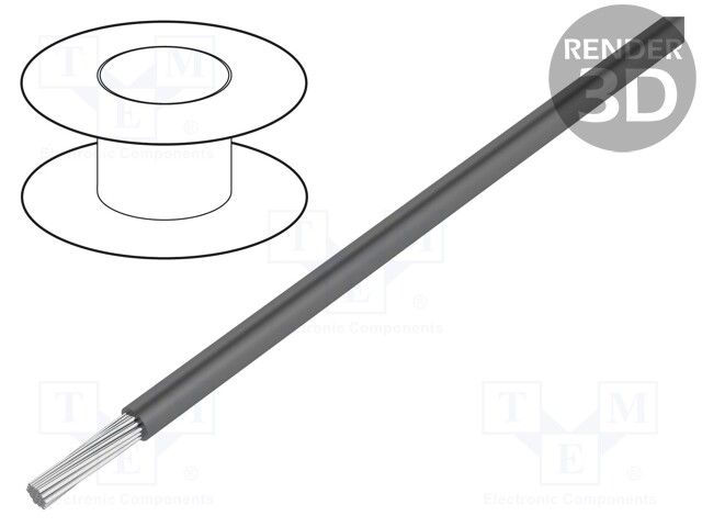Wire; UL1015,UL1230; stranded; Cu; 20AWG; dark grey; PVC; 600V