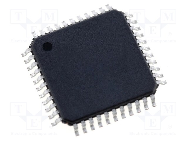 AVR microcontroller; EEPROM: 2kB; SRAM: 4kB; Flash: 64kB; TQFP44