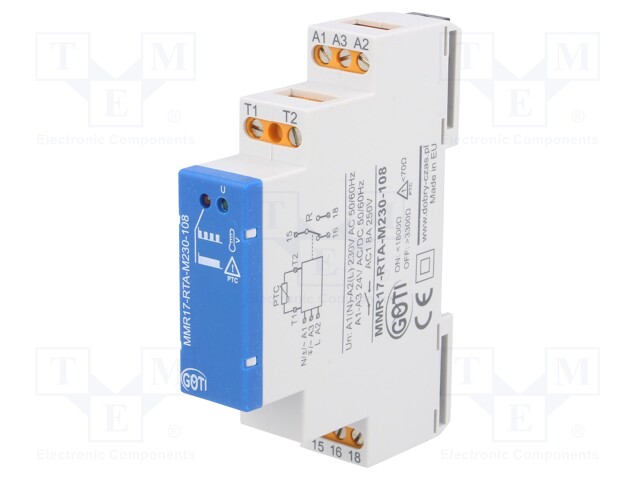 Module: temperature monitoring relay; temperature; Usup: 230VAC