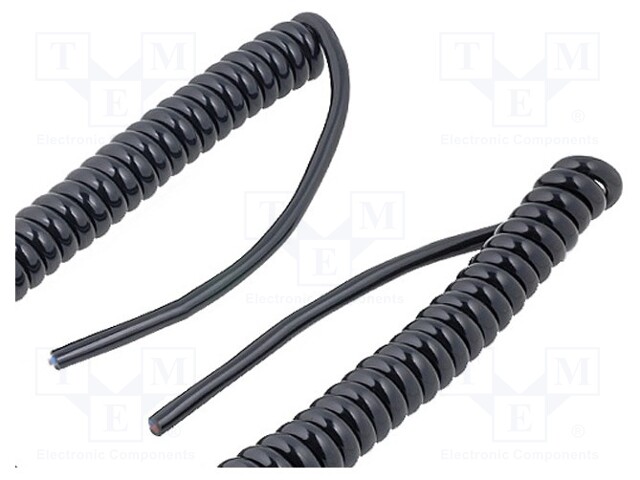 Wire: coiled; 4x0,5mm2; unshielded; PUR; black; 500V; 0.3m; 1.2m