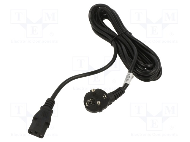 Cable; CEE 7/7 (E/F) plug angled,IEC C13 female; PVC; 5m; Schuko