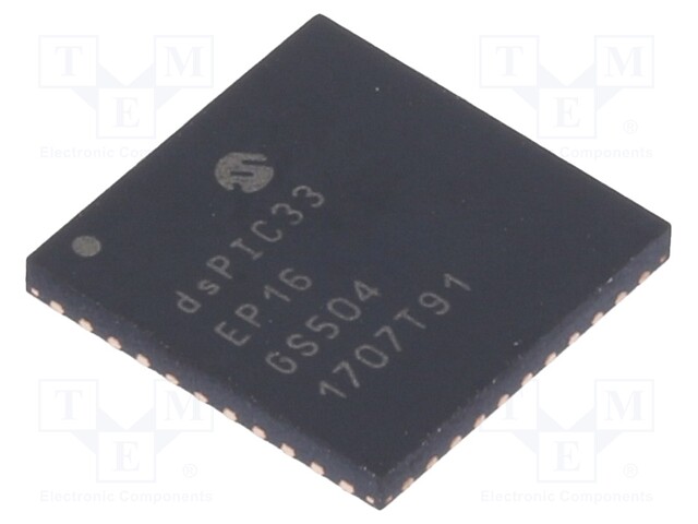 DsPIC microcontroller; SRAM: 2kB; Memory: 16kB; QFN44; 0.65mm