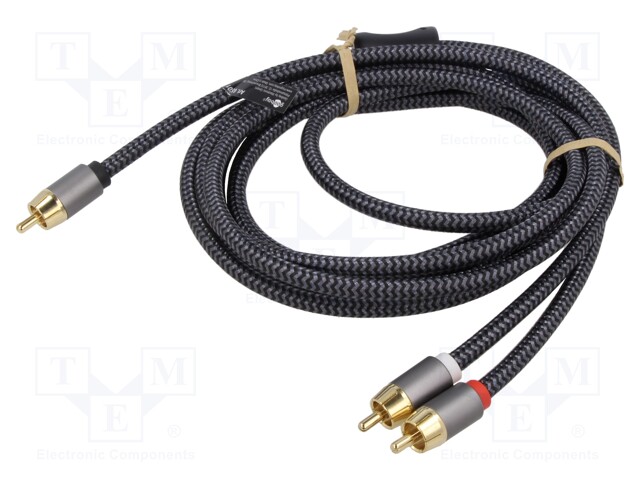 Cable; RCA plug,RCA plug x2; 3m; Plating: gold-plated; black-gray