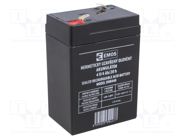 Re-battery: acid-lead; 4V; 4Ah; AGM; maintenance-free; 70x47x101mm