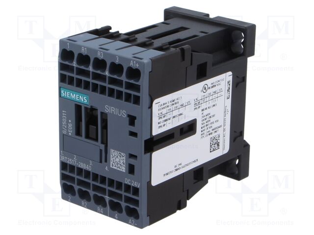 Contactor: 4-pole; NC x2 + NO x2; 24VDC; 12A; DIN,on panel; 3RT25