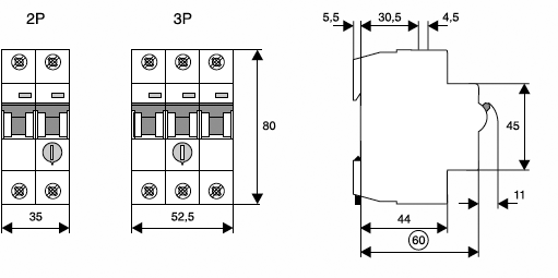 Motor breaker; 0.09kW; 220÷440VAC; DIN; 0.25÷0.4A; IP20; -25÷50°C