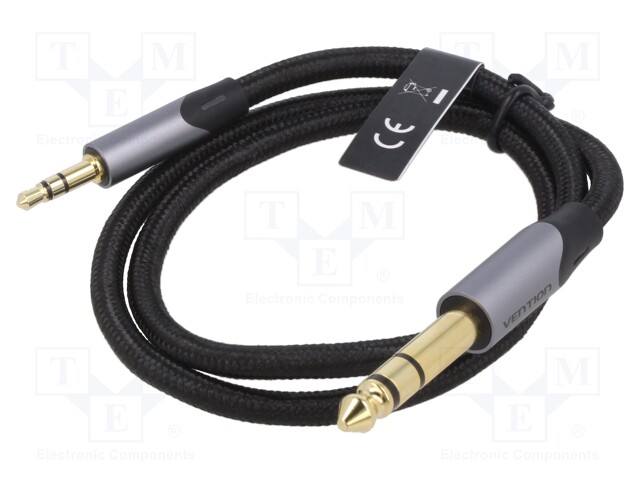 Cable; Jack 3.5mm 3pin plug,Jack 6,3mm 3pin plug; 0.5m; black