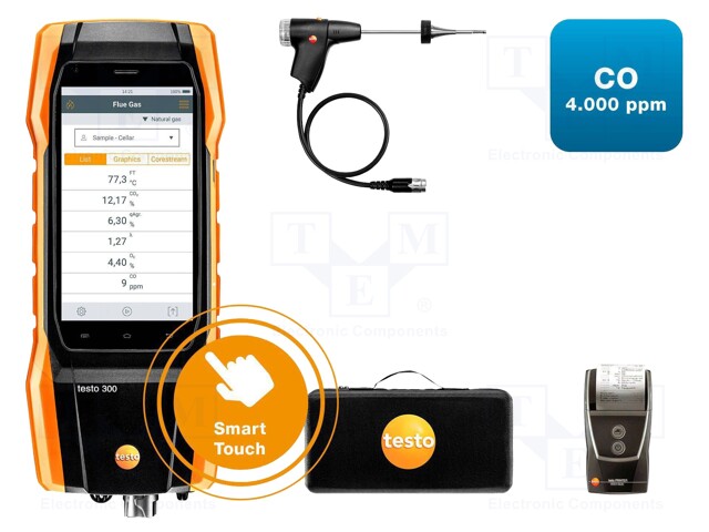 Meter: flue gas analyzer; black,orange
