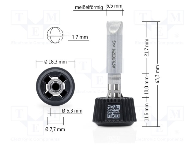Tip; chisel; 6.5mm; longlife; for soldering station