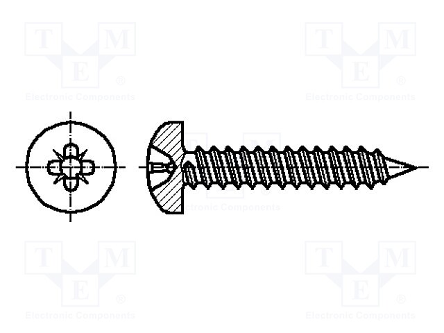 Screw; 3,5x6,5; Head: cheese head; Phillips; hardened steel