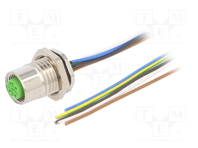 Connection lead; M12; PIN: 5; straight; 1m; plug; 125VAC; 4A; IP67