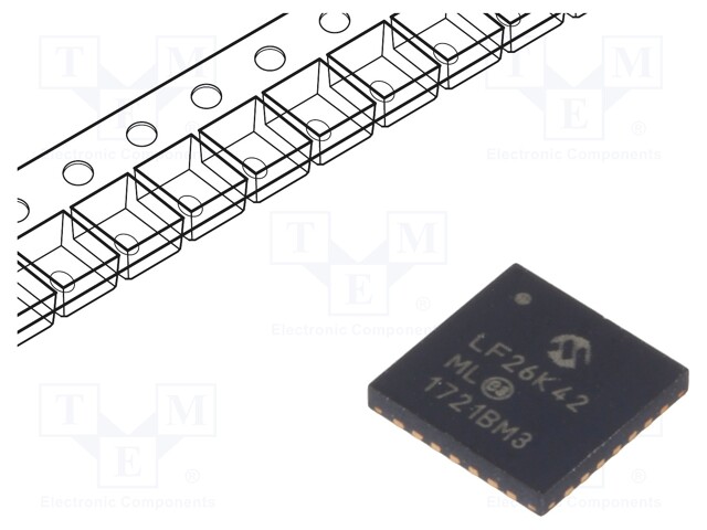 PIC microcontroller; Memory: 64kB; SRAM: 4096B; EEPROM: 1024B; SMD