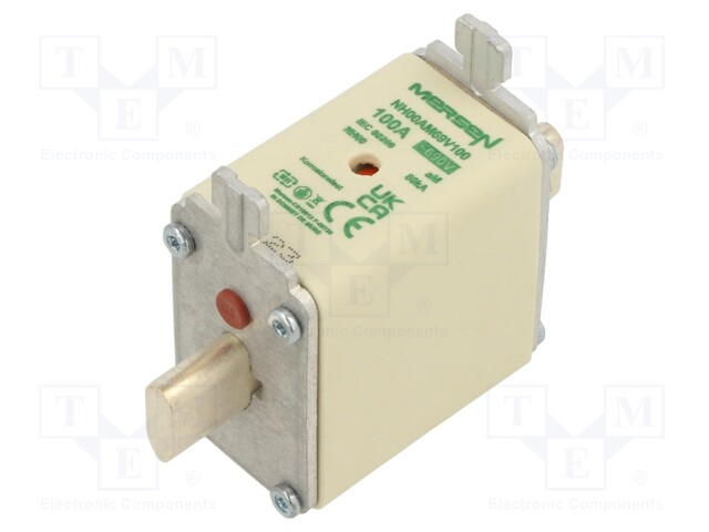 Fuse: fuse; aM; 100A; 690VAC; ceramic,industrial; NH00