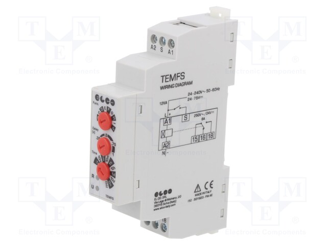 Timer; 0,1s÷10days; relay; 24÷240VAC; 24÷75VDC; -20÷50°C; IP40; 8A