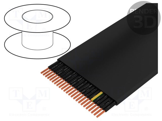 Wire; stranded; Cu; H05VVH6-F; 24G0,75mm2; unshielded; black; PVC