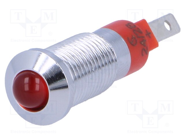 Indicator: LED; prominent; 24÷28VDC; Cutout: Ø8.2mm; IP40; metal