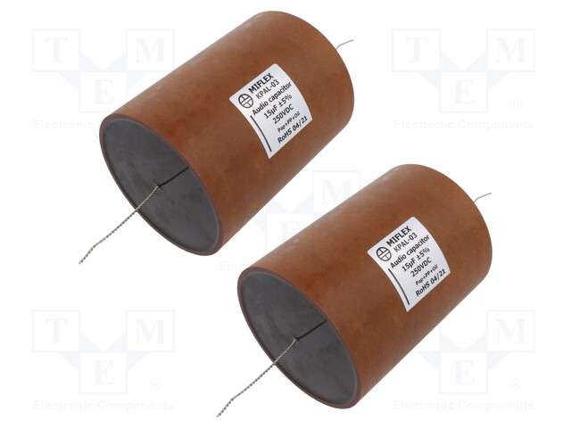 Capacitor: aluminum-polypropylene-paper; 15uF; 250VDC; ±5%