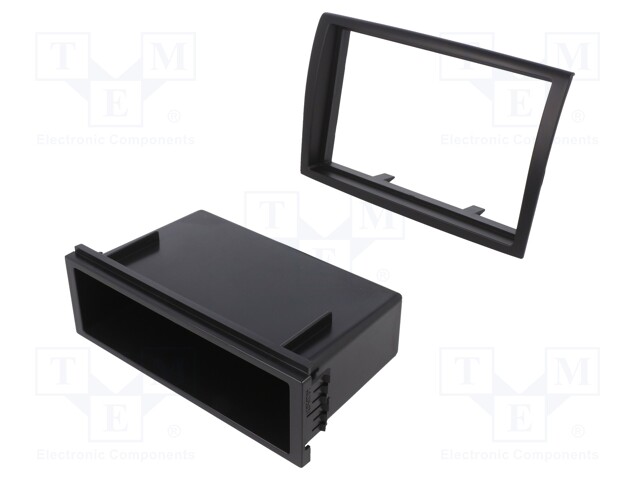 Radio mounting frame; Citroën,Fiat,Peugeot; 2 ISO; black