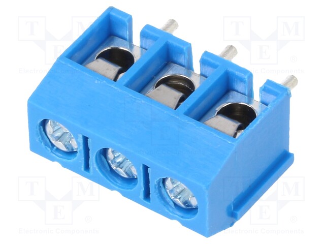 PCB terminal block; angled 90°; 5mm; ways: 3; on PCBs; 1.5mm2; 16A