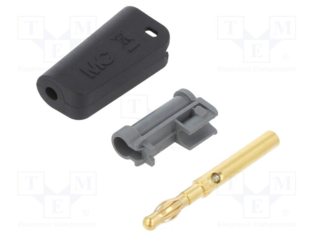 Plug; 4mm banana; 19A; 30VAC; 60VDC; black; gold-plated; 1mm2