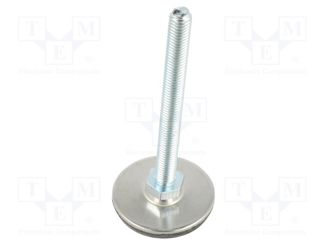 Foot of pin; with no-slip disk; Base dia: 50mm; M10; steel