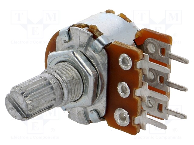 Potentiometer: shaft; single turn; 50kΩ; 125mW; ±20%; THT; 6mm