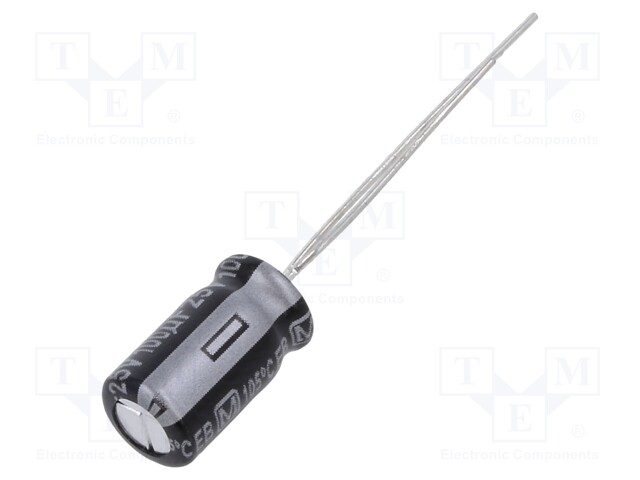 Capacitor: electrolytic; THT; 100uF; 25VDC; Ø6.3x11.2mm; Pitch: 5mm