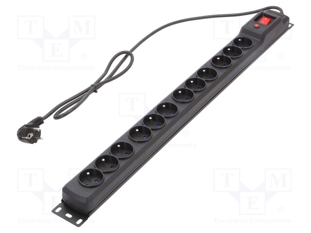 Plug socket strip: protective; Sockets: 12; 250VAC; 10A