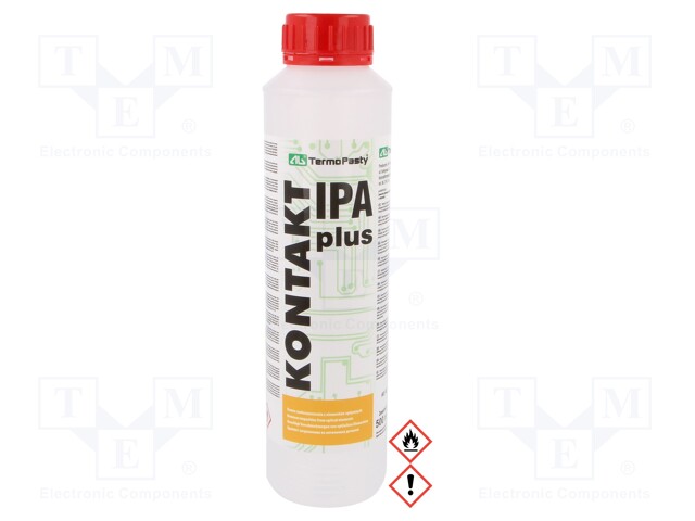 Isopropyl alcohol; 500ml; liquid; plastic container; colourless
