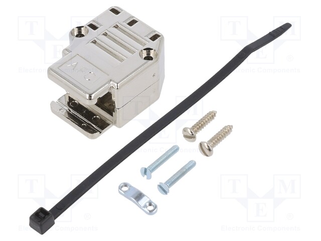 D Sub Backshell, Metallised, DE, 90°, 180°, Thermoplastic Body