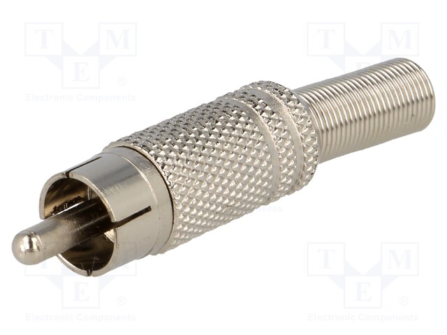 Plug; RCA; male; with strain relief; straight; soldering; 5mm