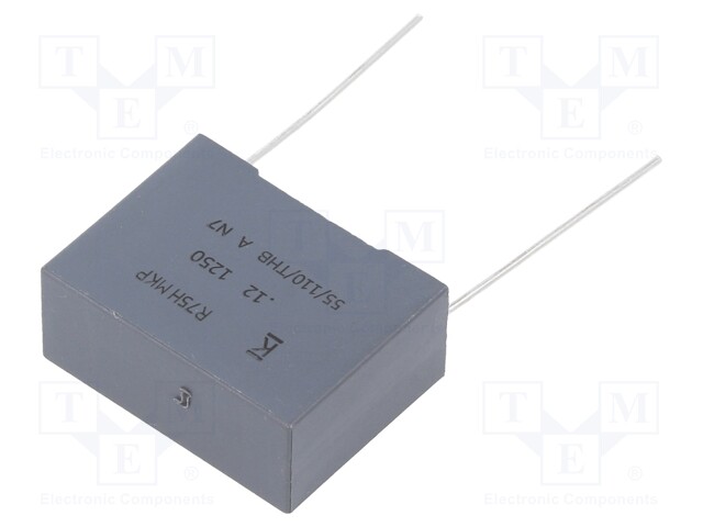 DC Film Capacitor, 0.12 µF, 1.25 kV, Metallized PP, ± 5%, R75H Series, Radial Box