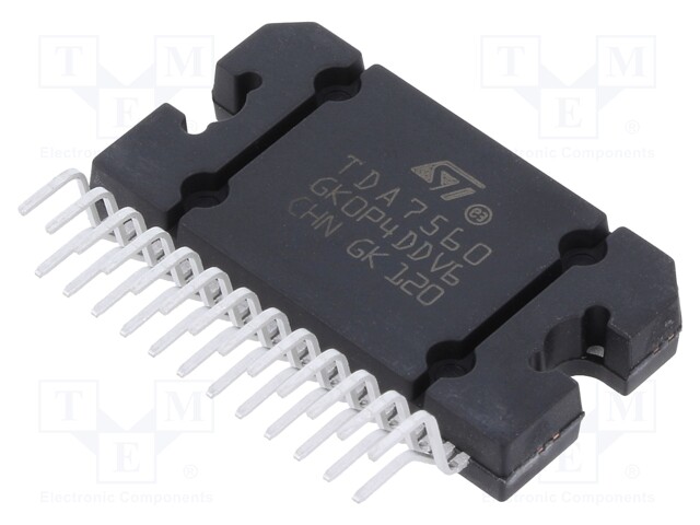 Audio Power Amplifier, RRO, 80 W, AB, 4 Channel, 8V to 18V, Flexiwatt, 25 Pins