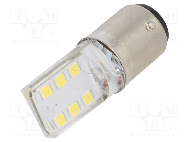 LED lamp; white; BA15D; 230VAC