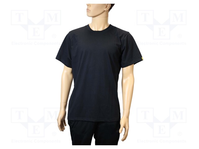 T-shirt; ESD; S; IEC 61340; cotton,polyester,carbon fiber; black