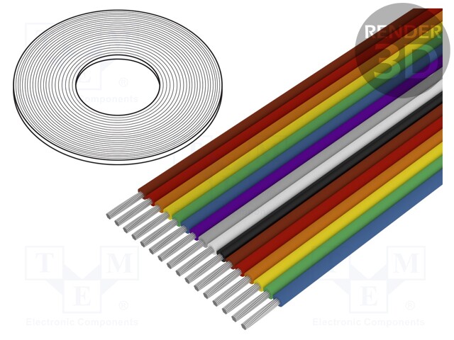 Wire: ribbon; 9x26AWG; 1.27mm; stranded; Cu; unshielded; PVC; 50V