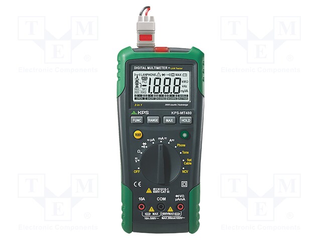 Digital multimeter; LCD (2000),with a backlit; Diode test: 1.7V