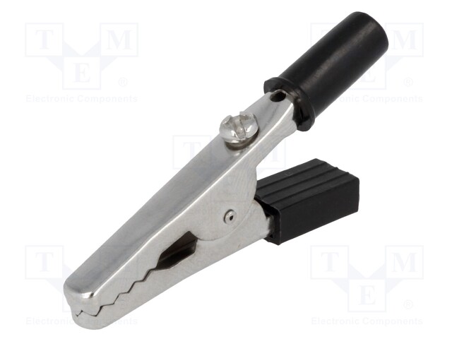 Crocodile clip; 60VDC; black; Grip capac: max.15mm