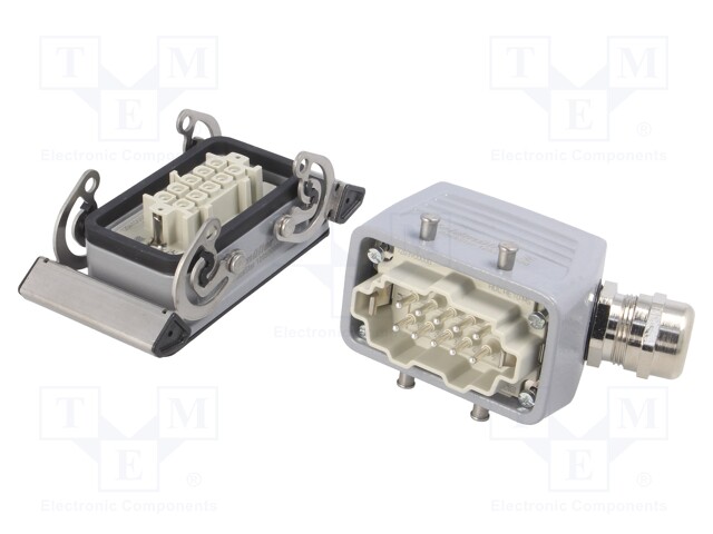 Connector: HDC; male + female; plug + socket; HE; PIN: 10; 10+PE